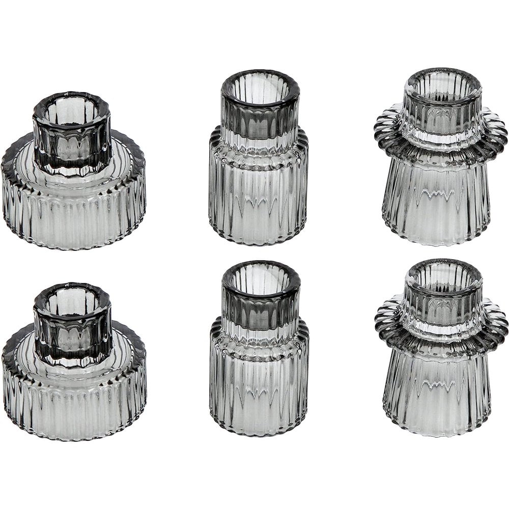 HofferRuffer Set of 3 Taper Glass Candle Holders, Tealight Candlestick Holders for Table Centerpieces, Festival, Wedding Decor and Dinner Party (Yellow)