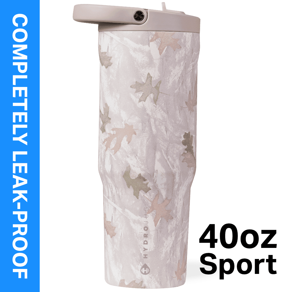 HydroJug Sport 40 oz Stainless Steel Water Bottle with Flip Straw, Insulated Leak-Proof Tumbler for Gym & Outdoor - Sage