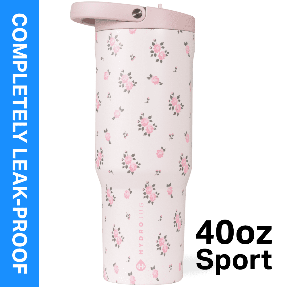 HydroJug Sport 40 oz Stainless Steel Water Bottle with Flip Straw, Insulated Leak-Proof Tumbler for Gym & Outdoor - Sage