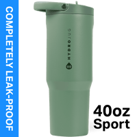 HydroJug Sport 40 oz Stainless Steel Water Bottle with Flip Straw, Insulated Leak-Proof Tumbler for Gym & Outdoor - Sage