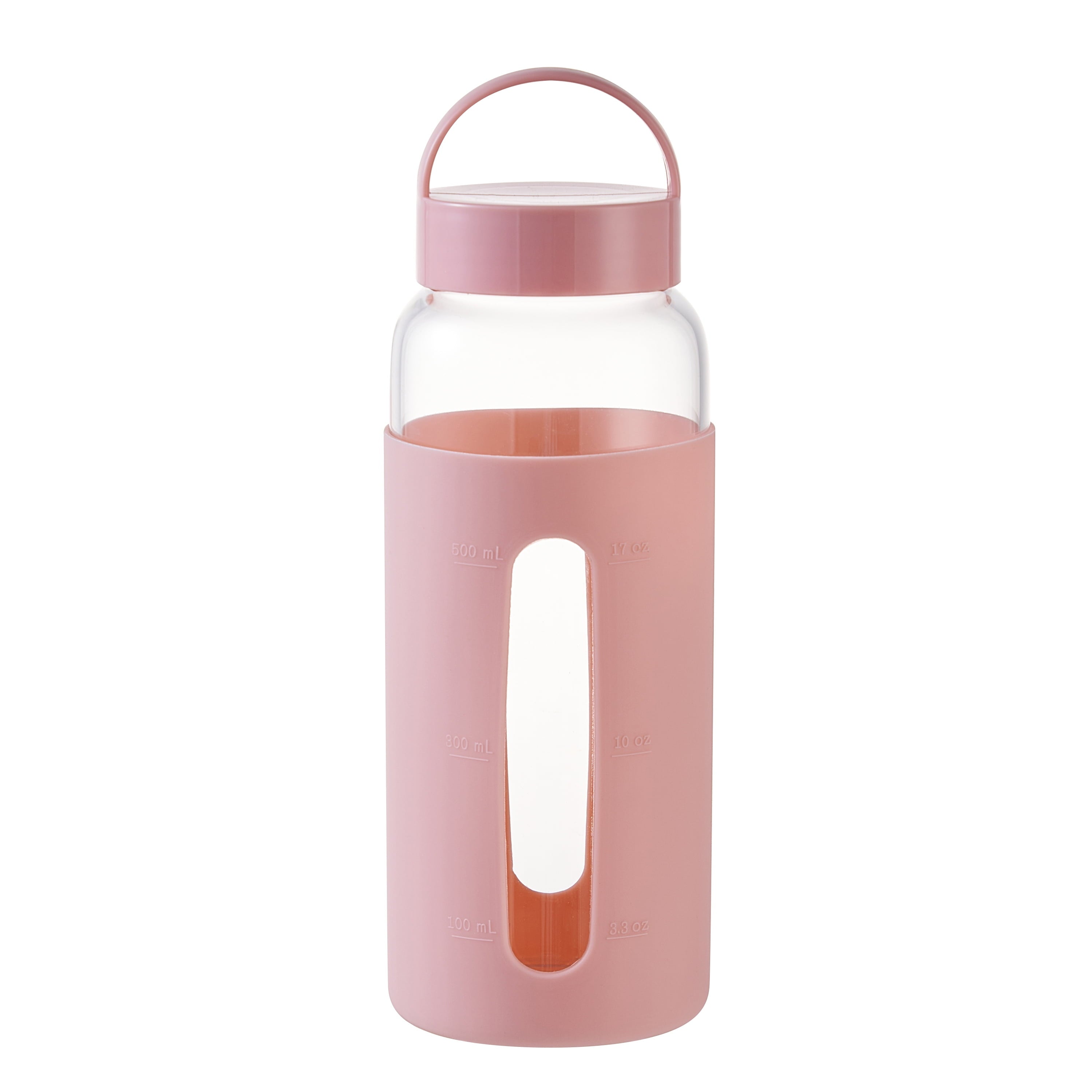 Mainstays Glass 25 oz  Water Bottle with Pink Protective Silicone Sleeve