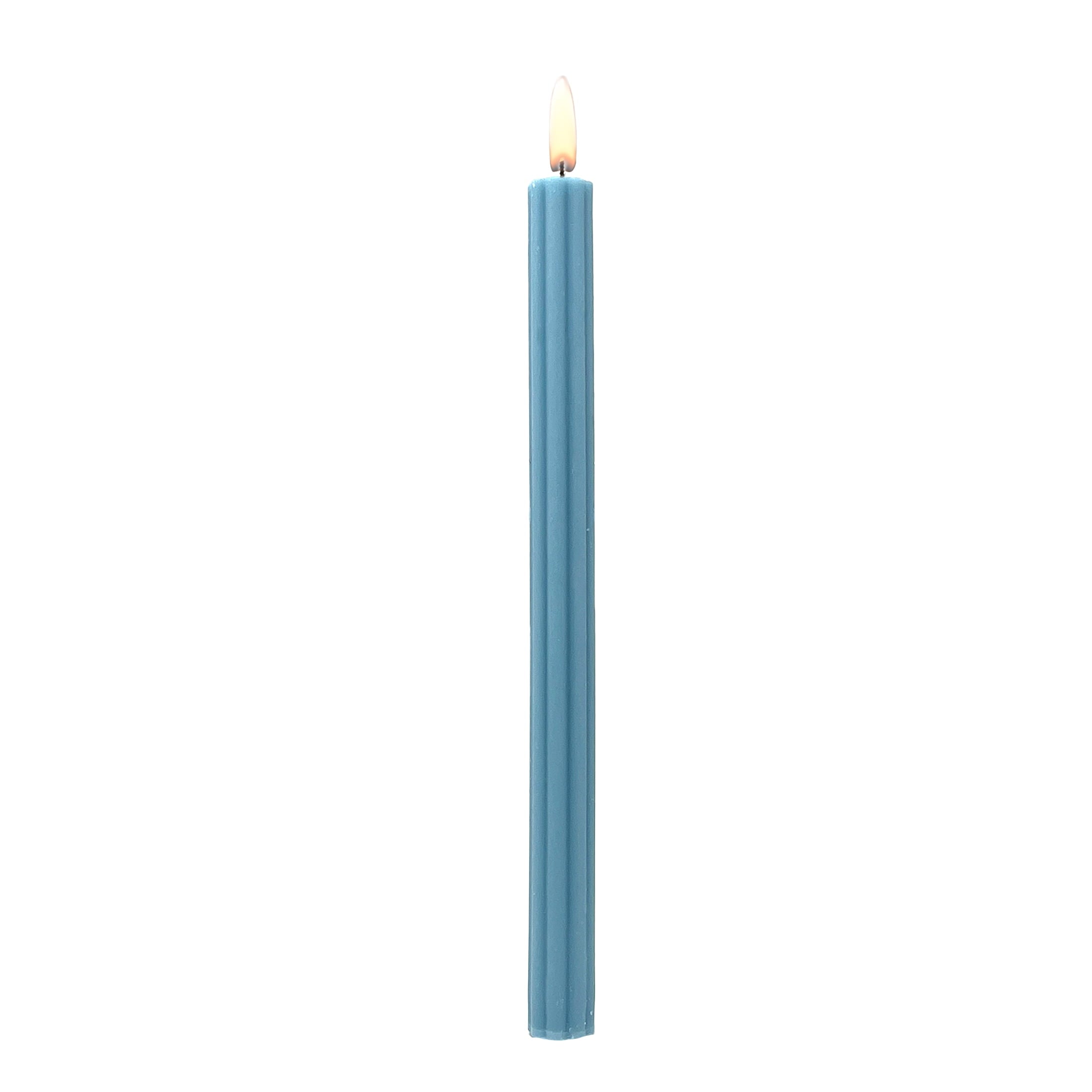 Mainstays Paraffin Wax 10" Ribbed Taper Candle, Unscented, Blue