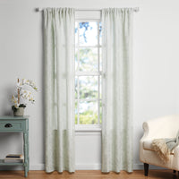 Mainstays Jacquard Leaf Light Filtering Curtain Panel Pair, Set of 2, Soft Sea, 38