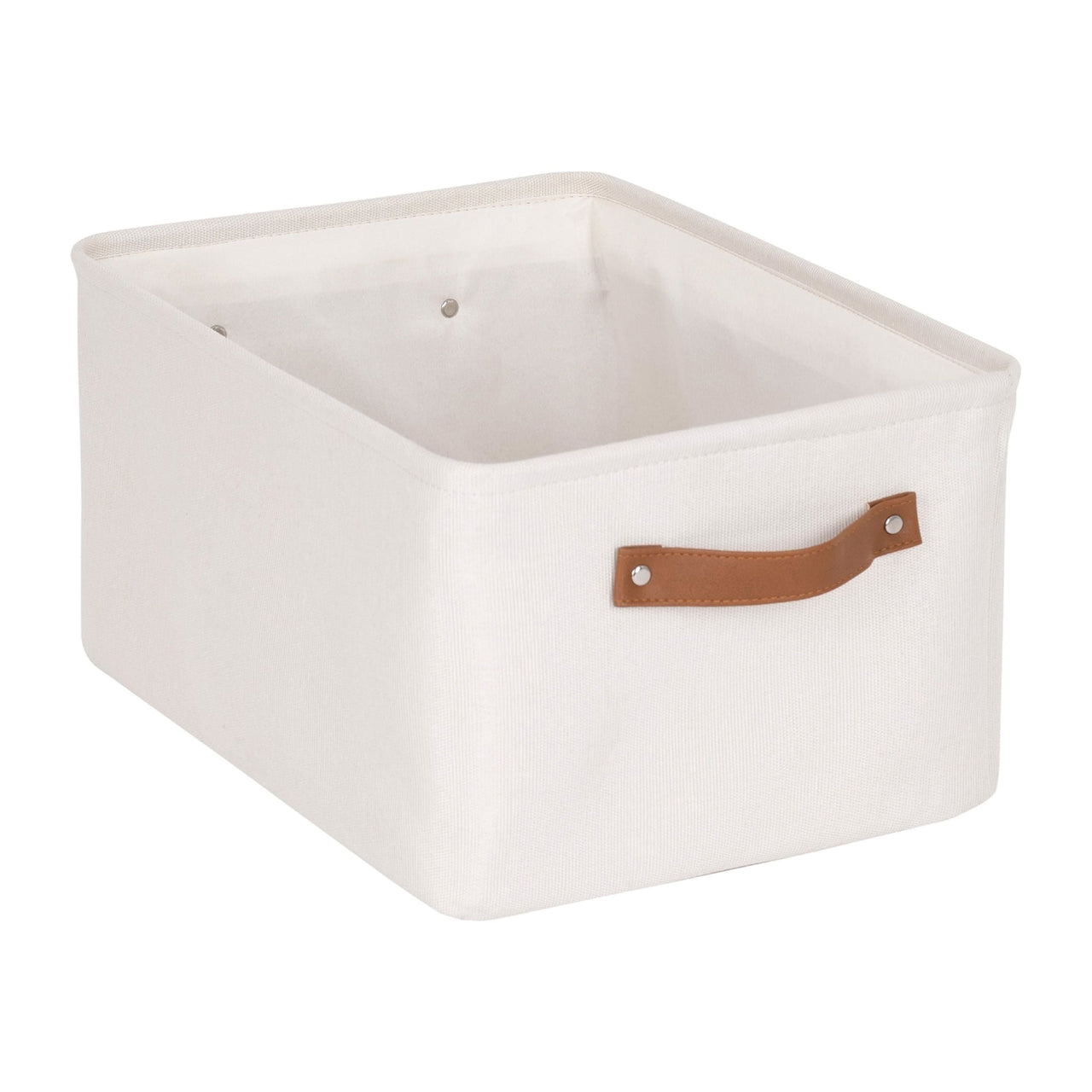 Mainstays Natural Canvas Fabric Decorative Storage Basket with Handles, 15 in x 8 in x 11 in