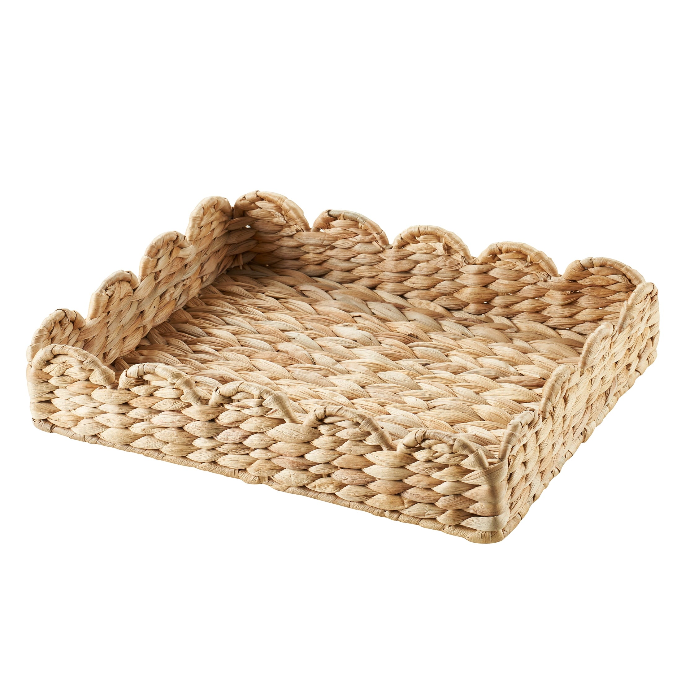 Home Decor Collection 11" x 14" Scalloped Woven Natural Water Hyacinth Tray