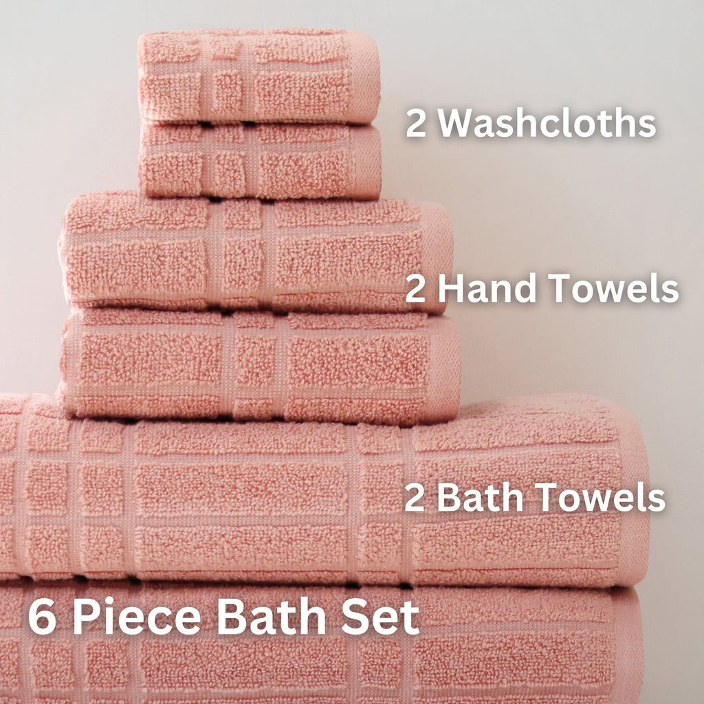 Mainstays Performance Cotton 6-Piece Bath Towel Set, Super Soft Quick Dry Fade Resistant, Textured Teracotta