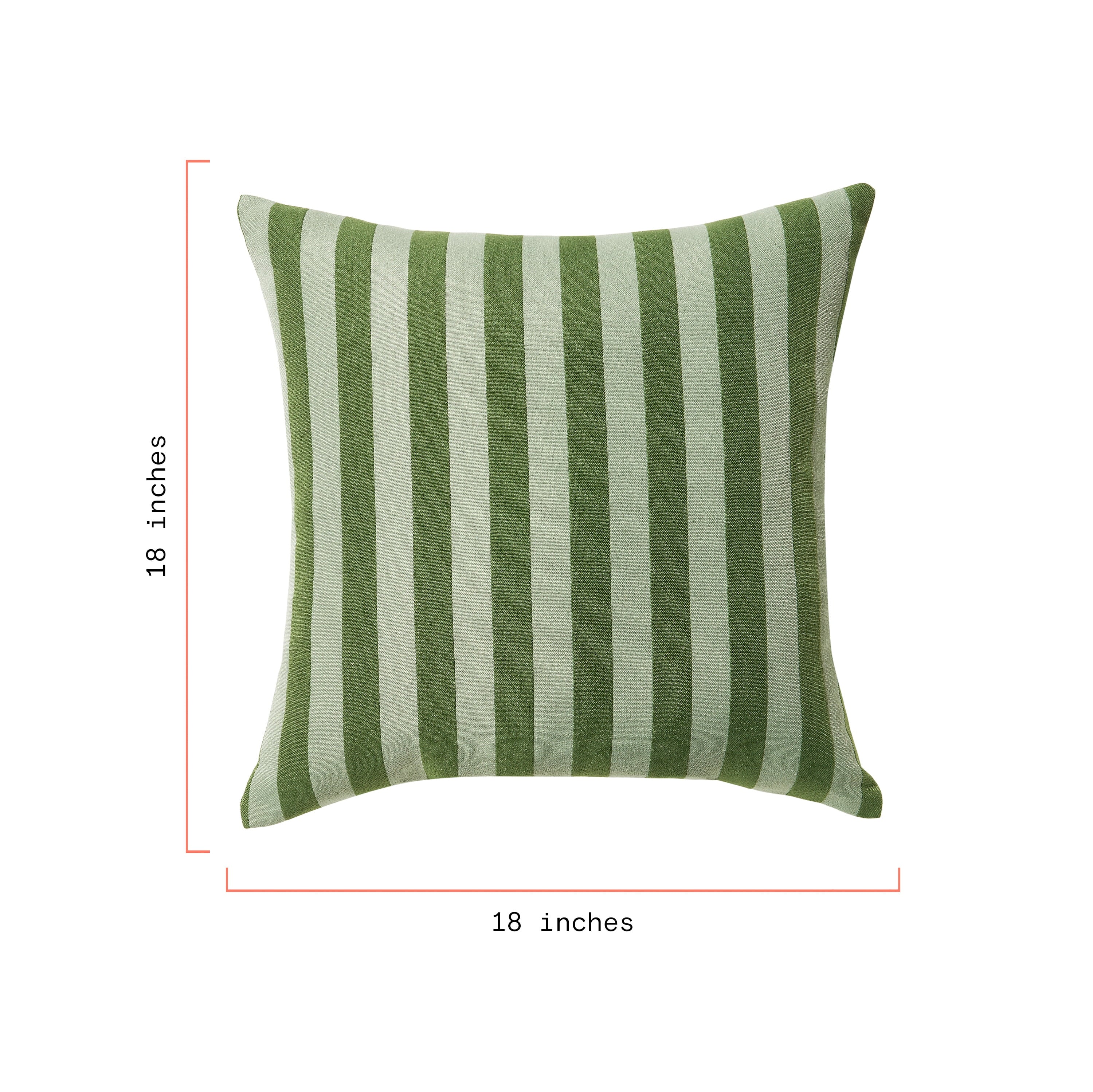 Beautiful 18" x 18" Decorative Outdoor Pillow by Drew Barrymore, Green Stripe