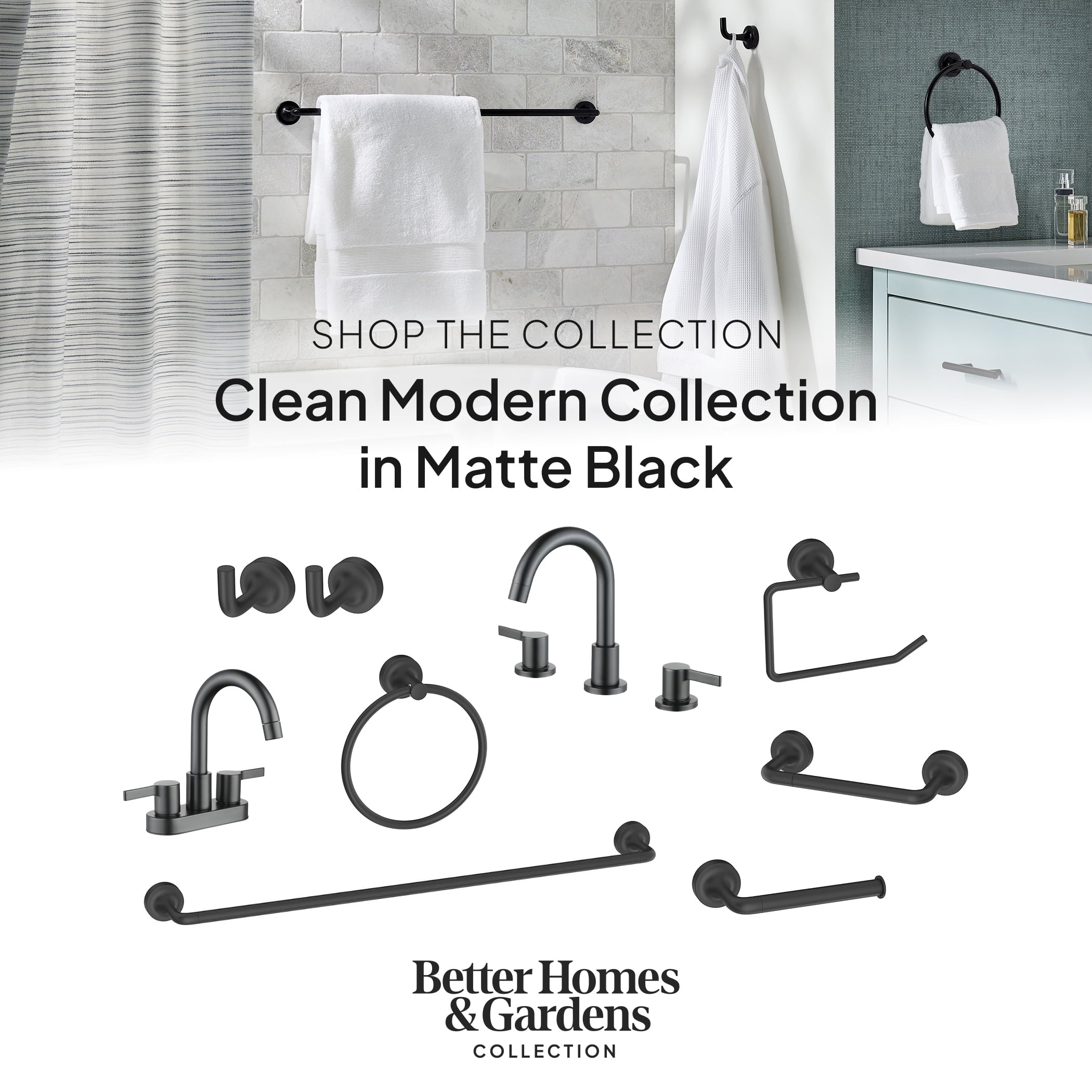 Better Homes & Gardens Clean Modern 4" Centerset Bathroom Faucet in Matte Black
