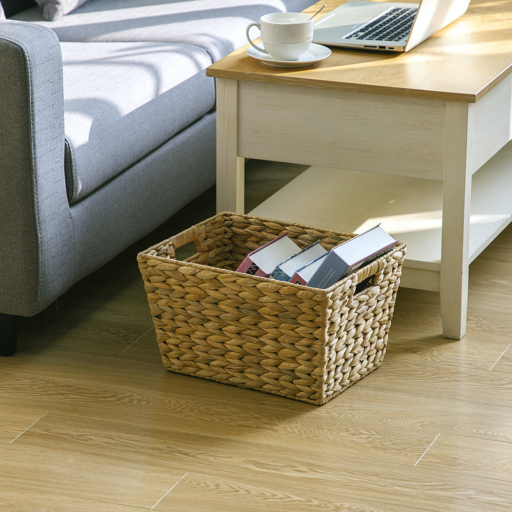 Better Homes & Gardens Large Water Hyacinth Decorative Storage Basket with Handles, 14 in x 11 in x 8.5 in