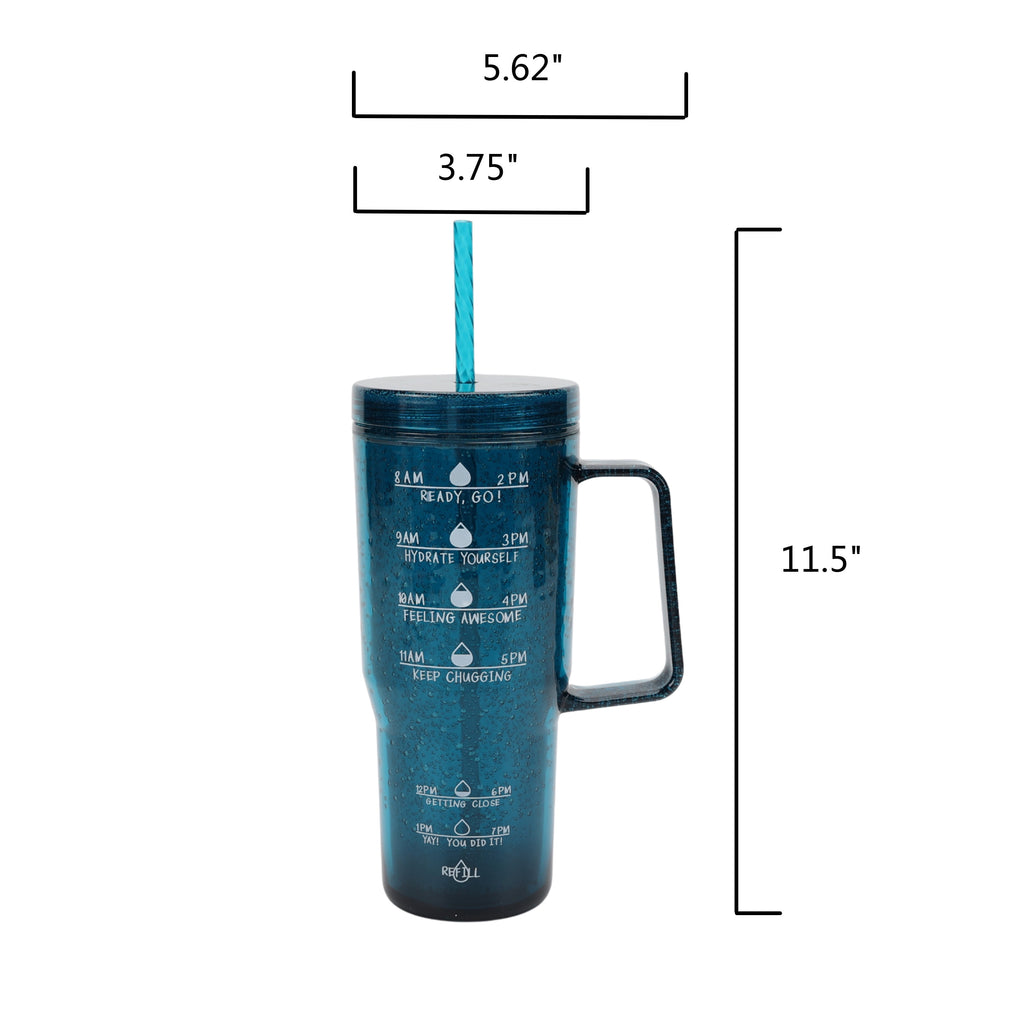 Mainstays 30 oz Blue Bubble Pattern Tumbler with Handle