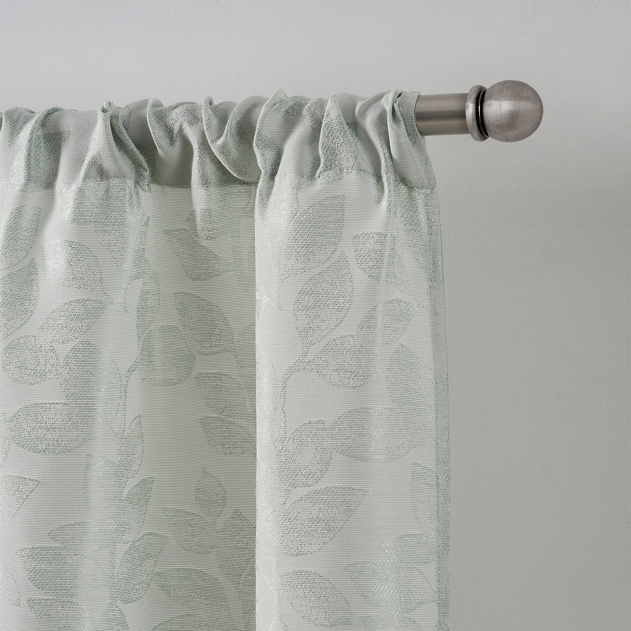 Mainstays Jacquard Leaf Light Filtering Curtain Panel Pair, Set of 2, Soft Sea, 38"W x 84"L