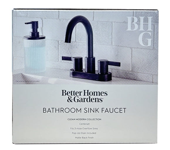 Better Homes & Gardens Clean Modern 4" Centerset Bathroom Faucet in Matte Black