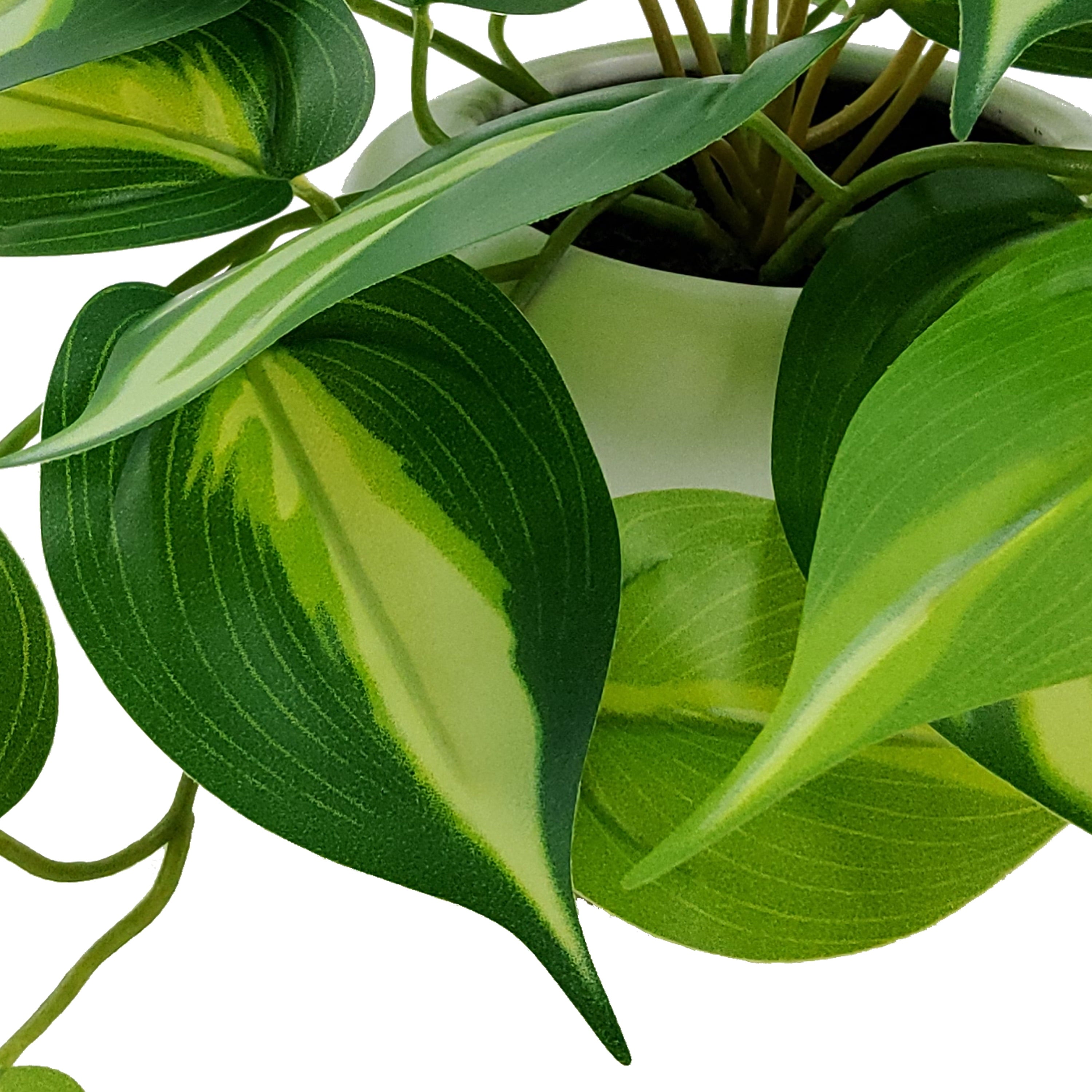 Mainstays 9'' Indoor Artificial Pothos with Bubble Vase, White Ceramic Vase, Green Pothos