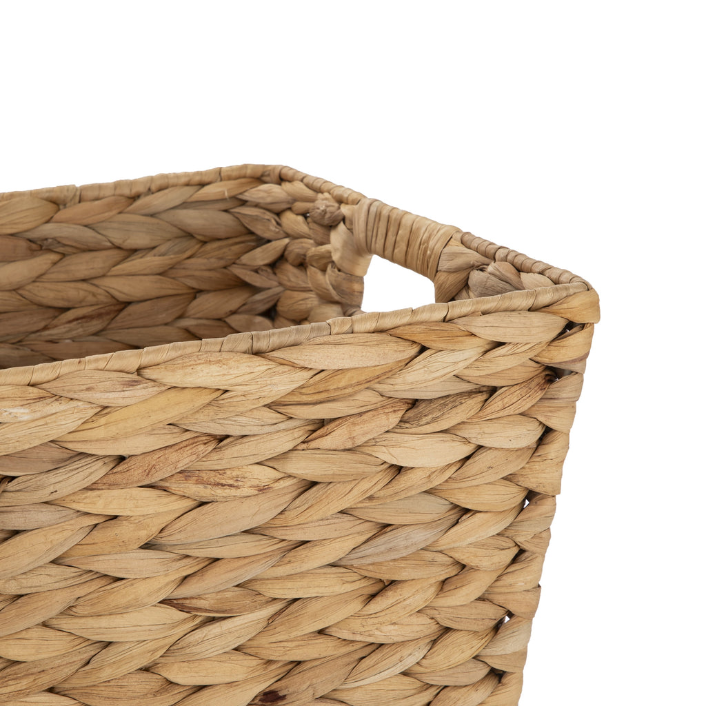 Better Homes & Gardens Large Water Hyacinth Decorative Storage Basket with Handles, 14 in x 11 in x 8.5 in
