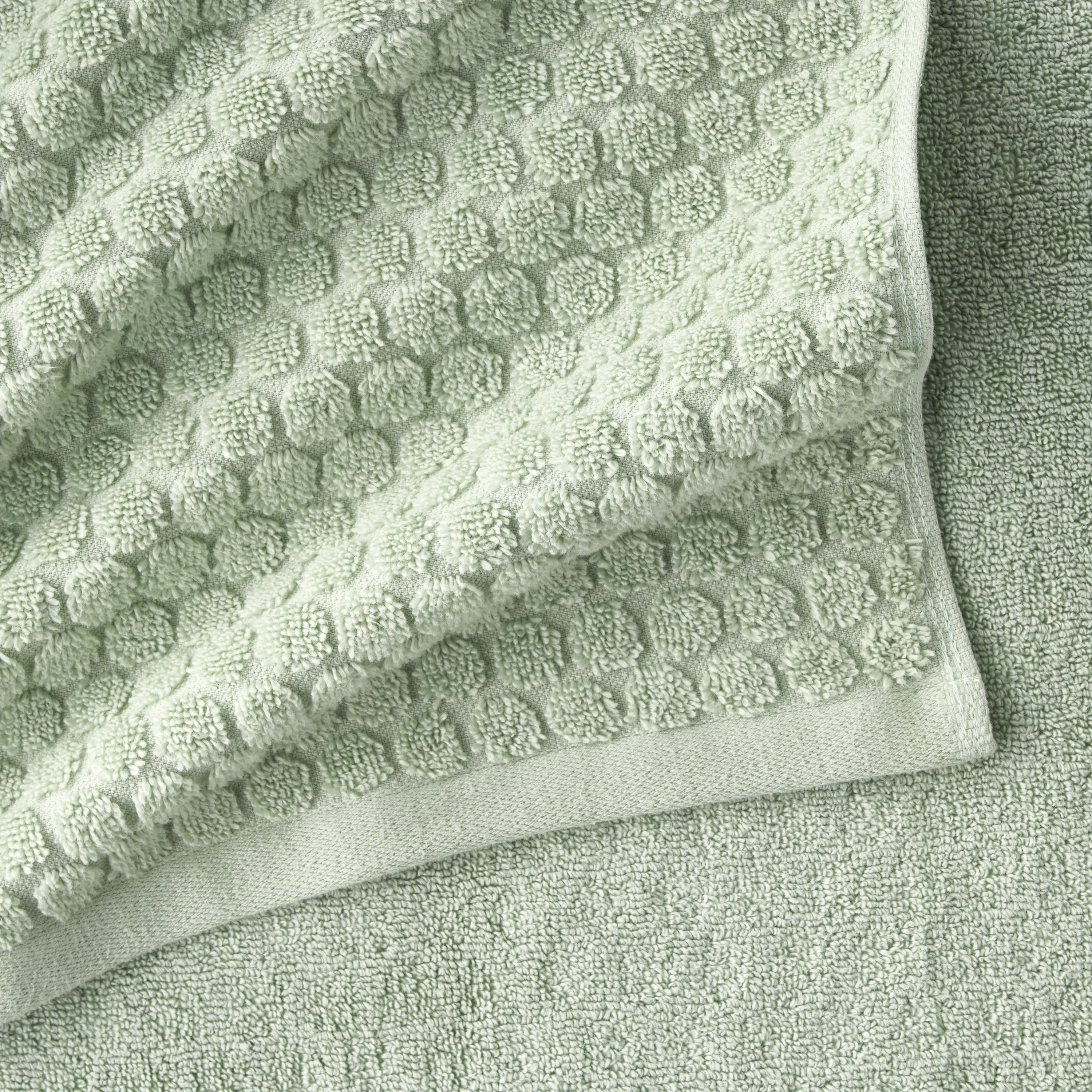 Beautiful by Drew Barrymore 6-Piece Dot Bath Towel Set, Soft 100% Cotton, Sage Green