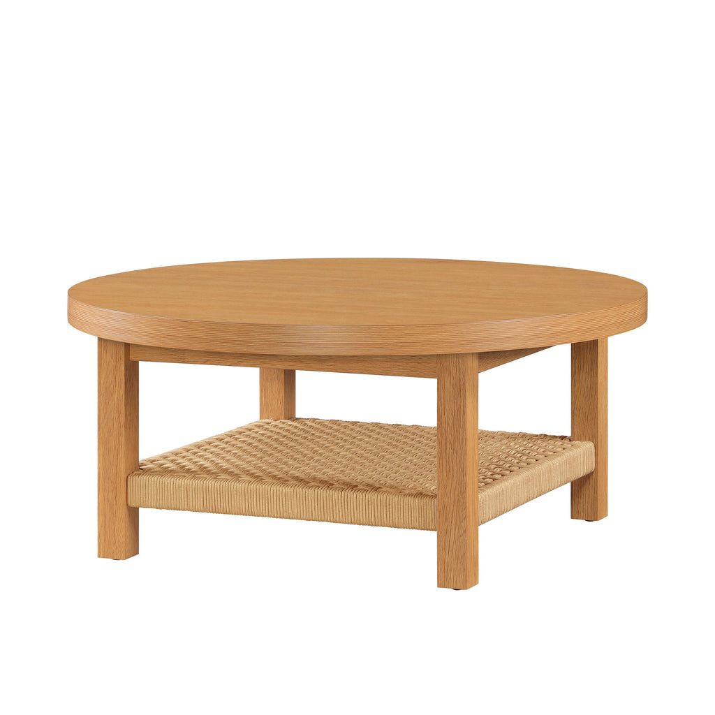 Better Homes & Gardens Vista Woven Coastal Coffee Table, Light Honey