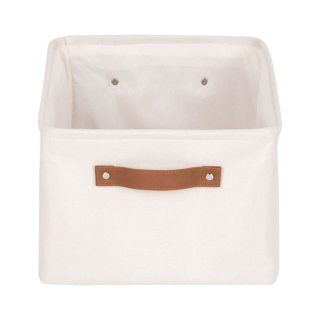 Mainstays Natural Canvas Fabric Decorative Storage Basket with Handles, 15 in x 8 in x 11 in