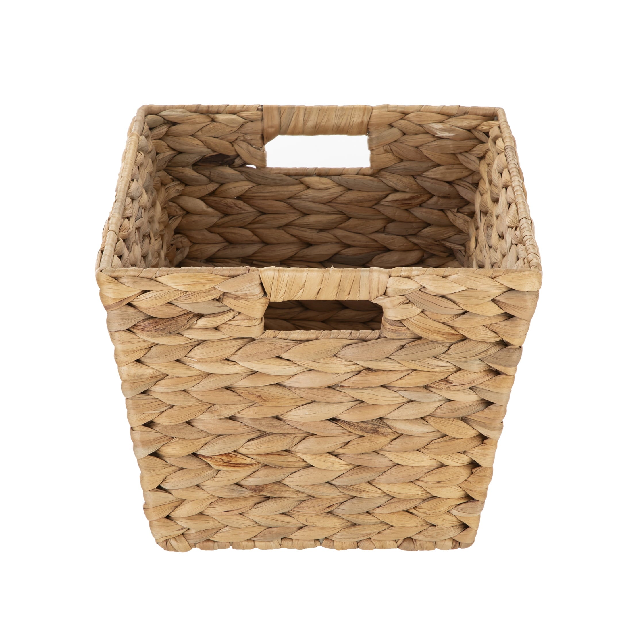 Better Homes & Gardens Large Water Hyacinth Decorative Storage Basket with Handles, 14 in x 11 in x 8.5 in