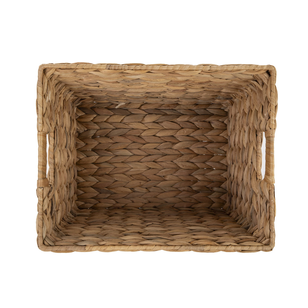 Better Homes & Gardens Large Water Hyacinth Decorative Storage Basket with Handles, 14 in x 11 in x 8.5 in