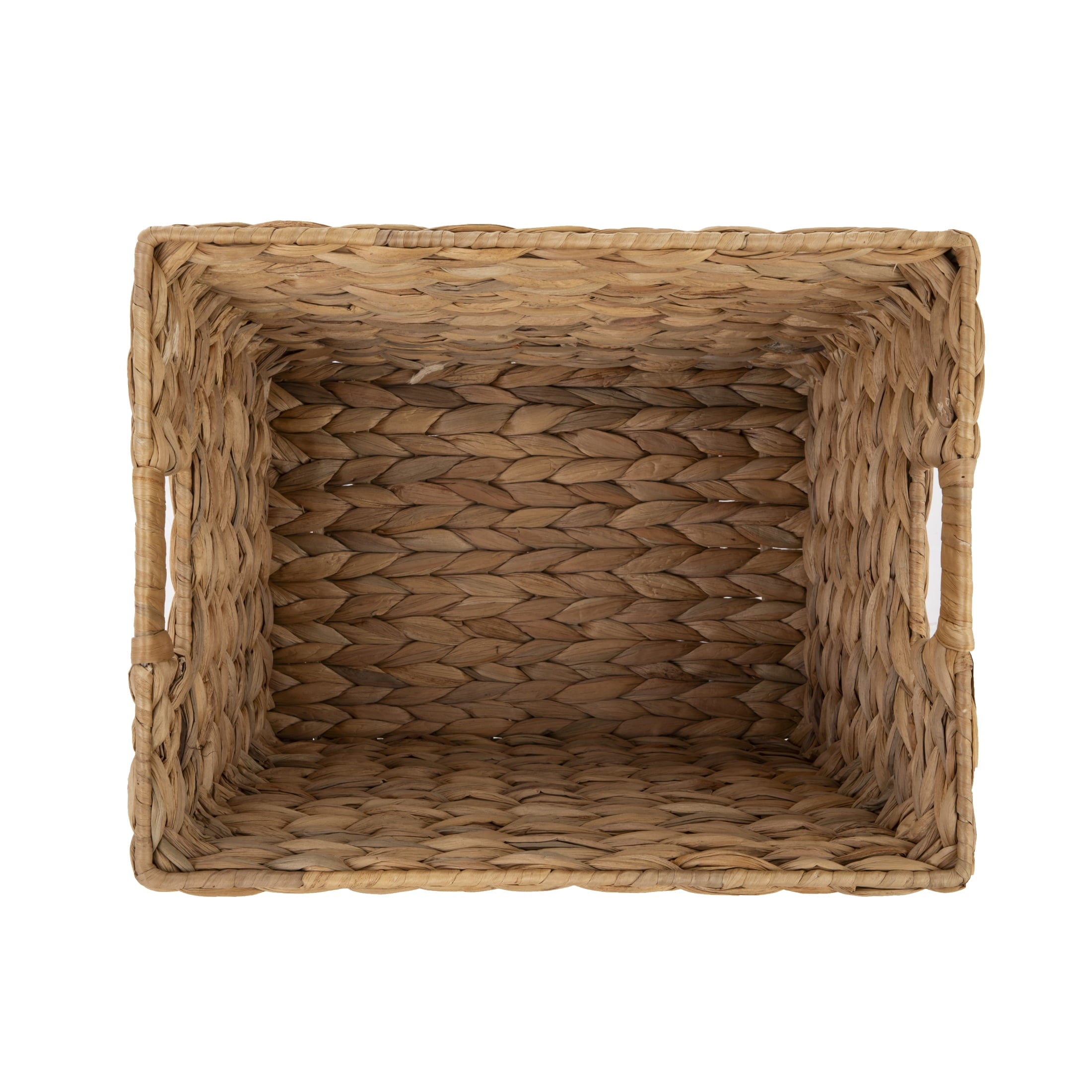 Better Homes & Gardens Large Water Hyacinth Decorative Storage Basket with Handles, 14 in x 11 in x 8.5 in