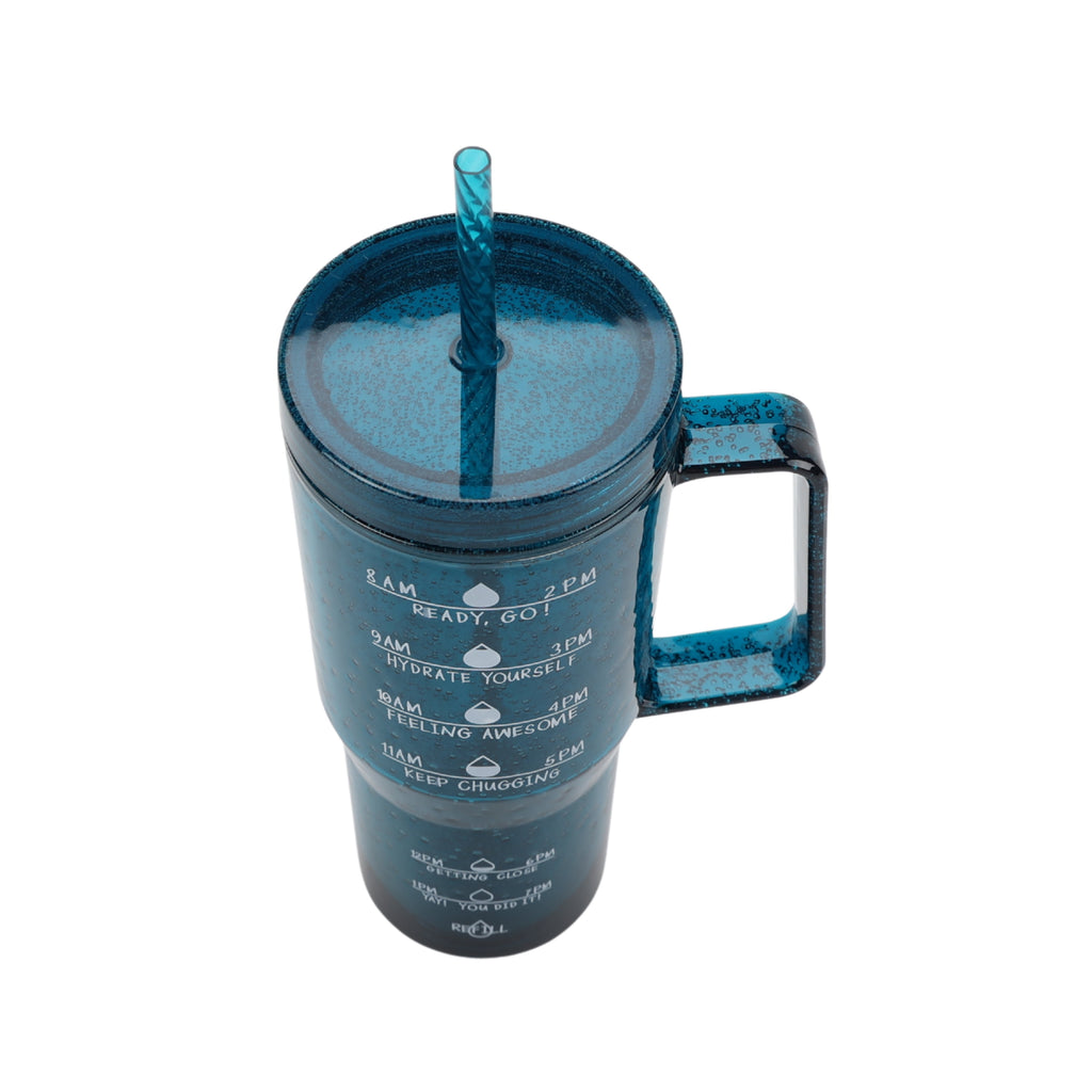 Mainstays 30 oz Blue Bubble Pattern Tumbler with Handle