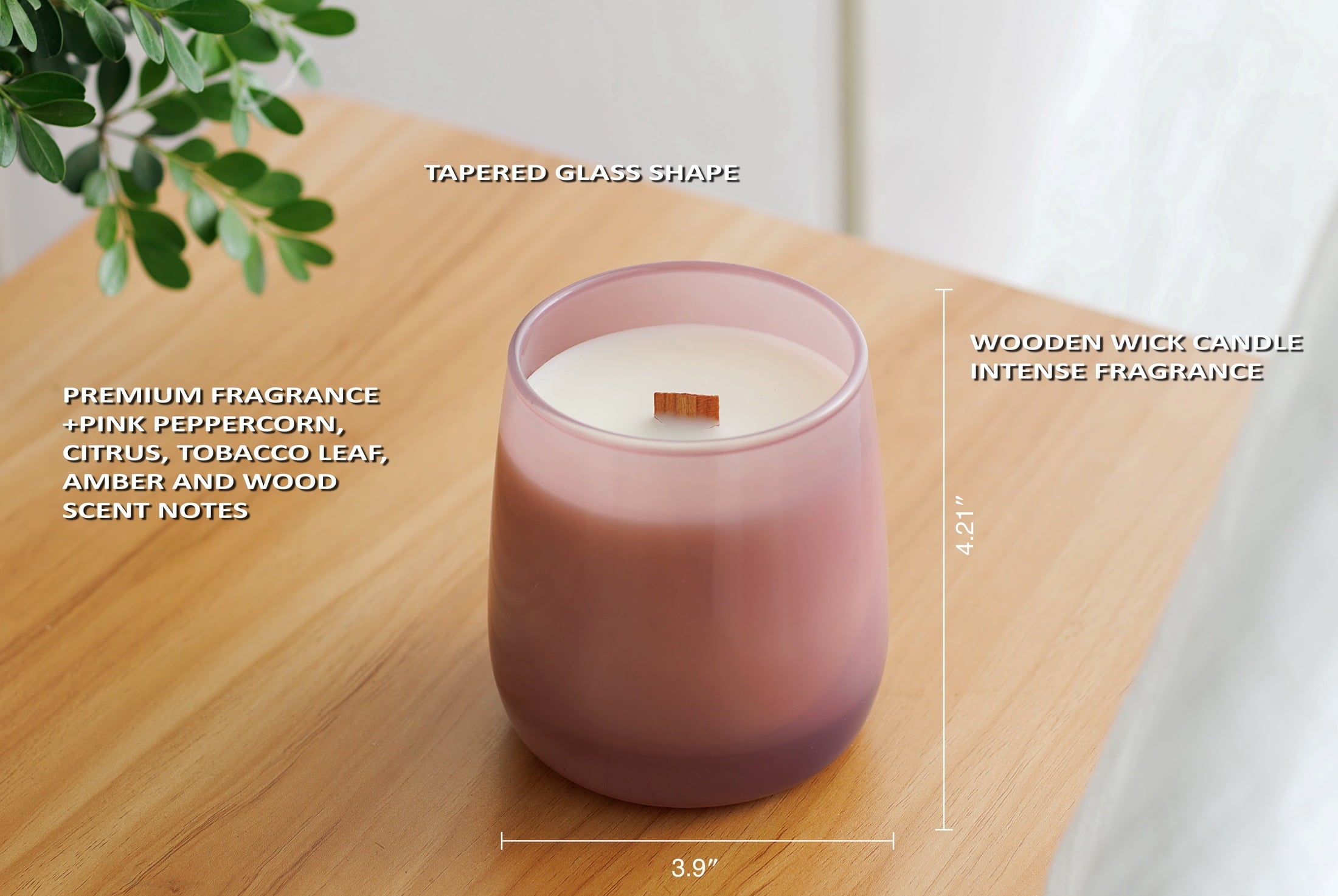 Better Homes & Gardens Intense Tobaccos Leaf and Amber Scented Wooden 1-Wick Colored Taper Jar Candle 14.5oz