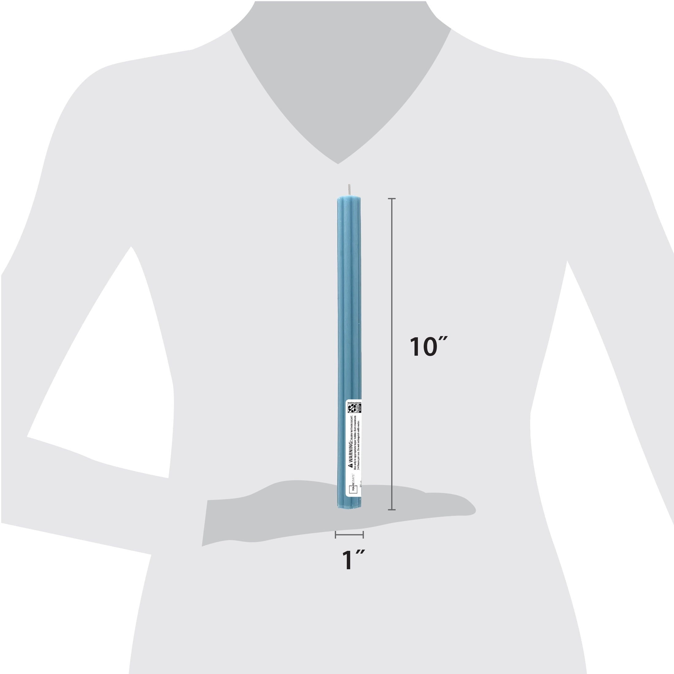 Mainstays Paraffin Wax 10" Ribbed Taper Candle, Unscented, Blue