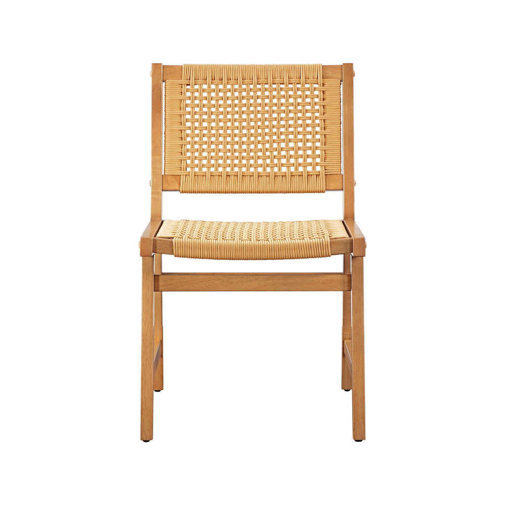 Better Homes & Gardens Vista Woven Coastal Dining Chairs 2 Pack, Light Honey Finish