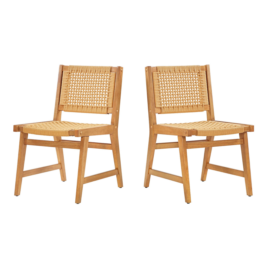 Better Homes & Gardens Vista Woven Coastal Dining Chairs 2 Pack, Light Honey Finish