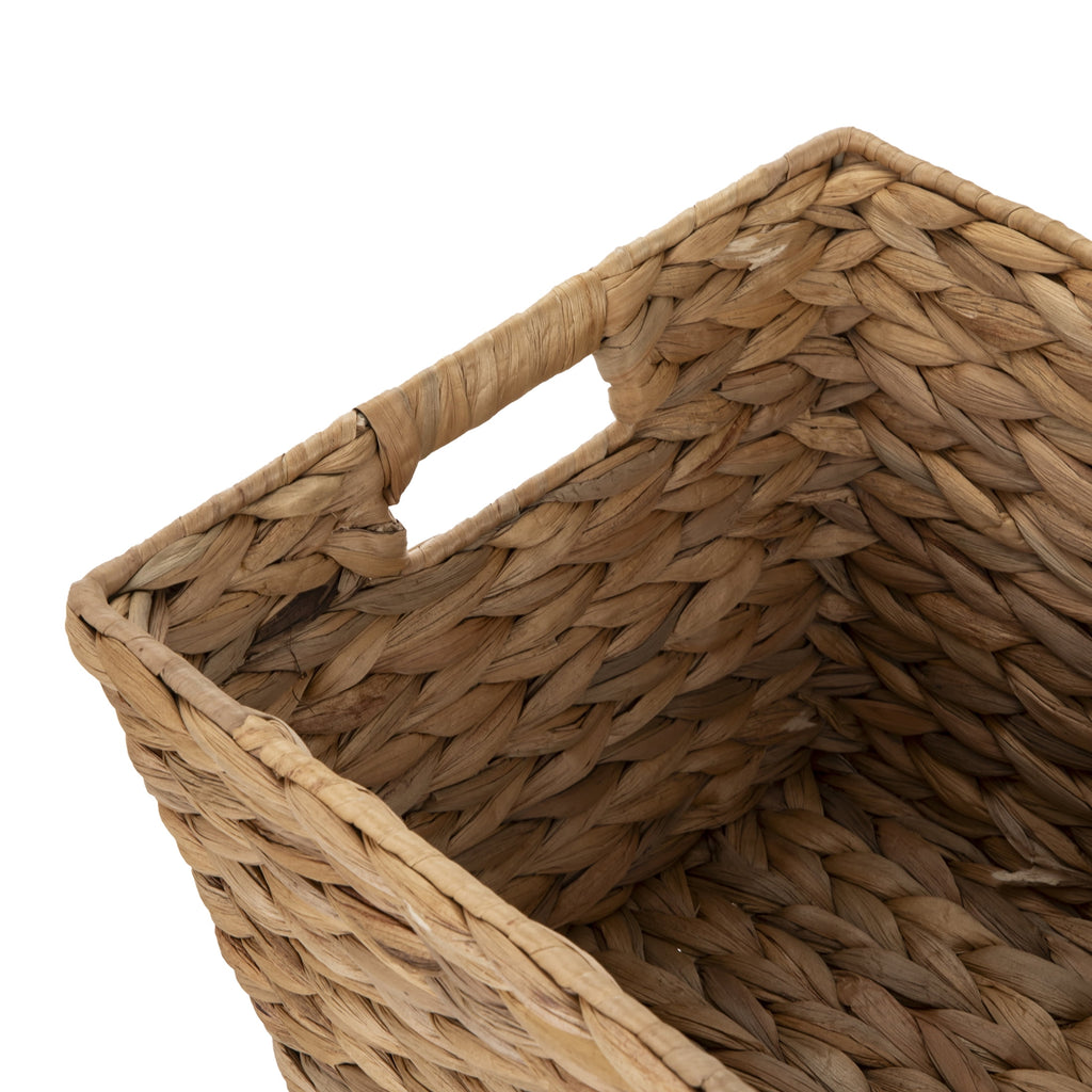 Better Homes & Gardens Large Water Hyacinth Decorative Storage Basket with Handles, 14 in x 11 in x 8.5 in