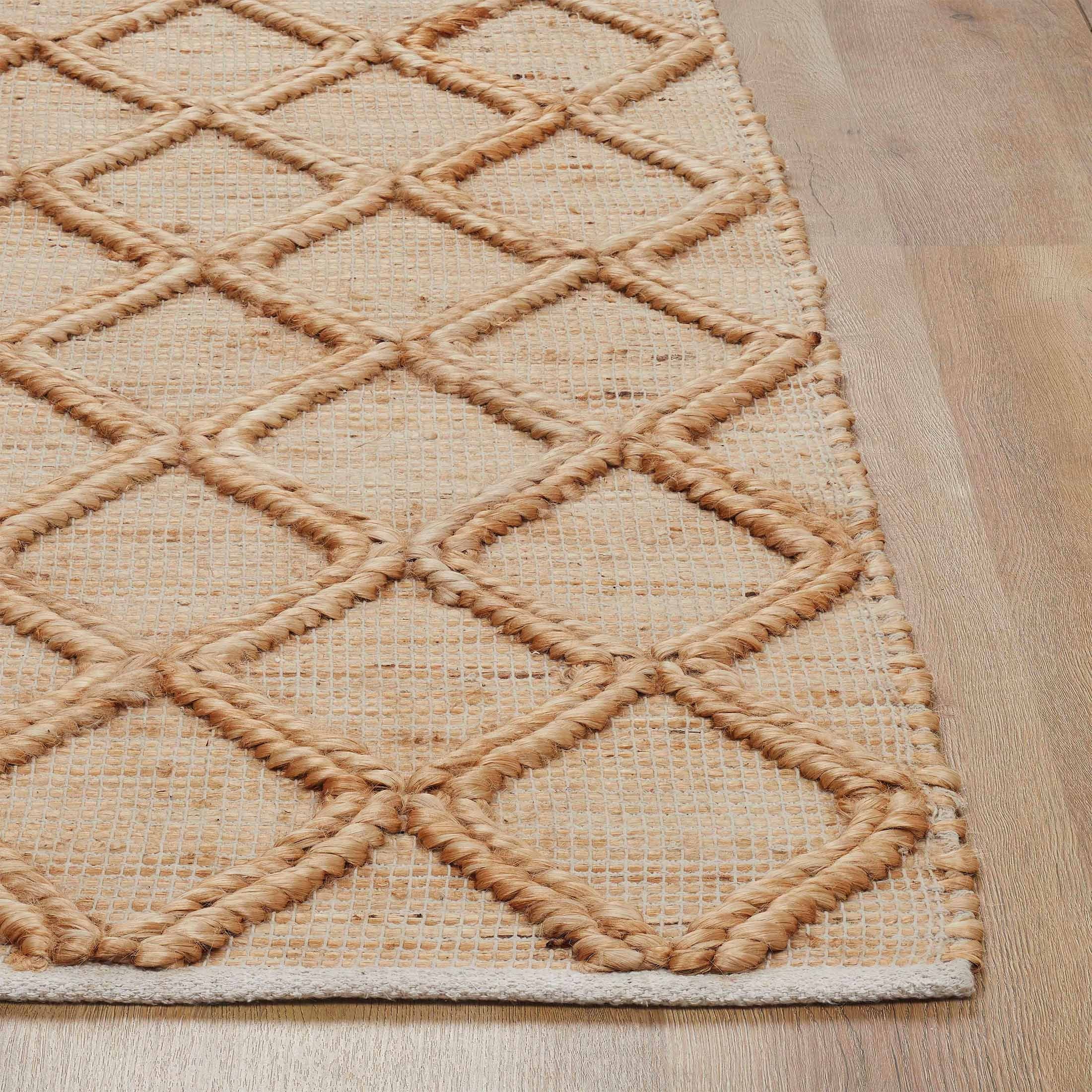 Beautiful Natural Jute Trellis Diamond Indoor Area Rug by Drew Barrymore, 8' x 10'