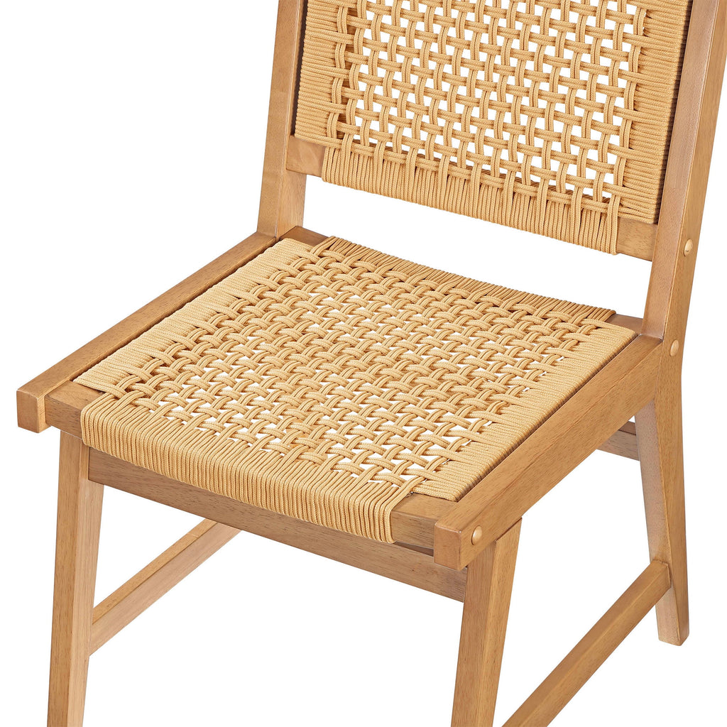 Better Homes & Gardens Vista Woven Coastal Dining Chairs 2 Pack, Light Honey Finish