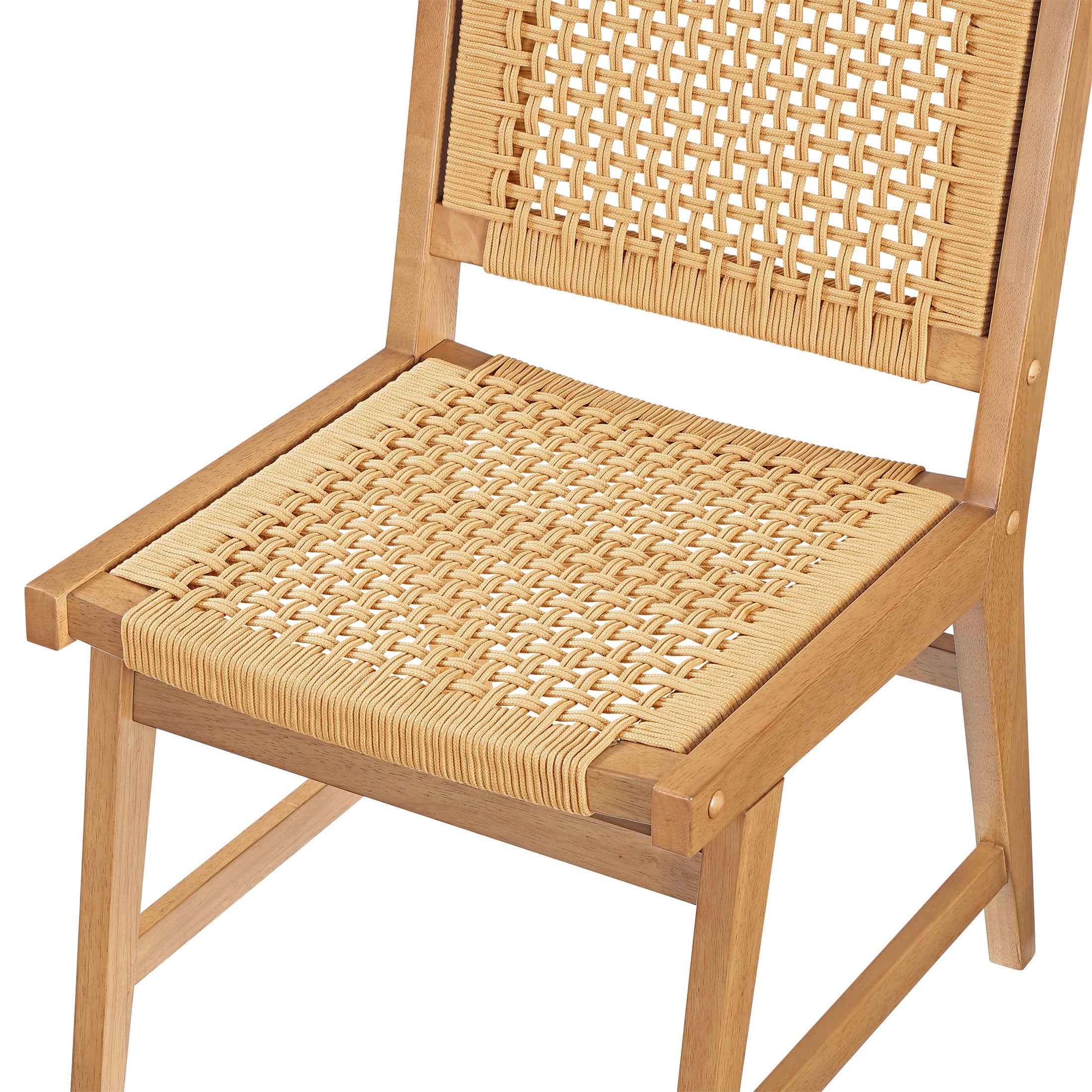 Better Homes & Gardens Vista Woven Coastal Dining Chairs 2 Pack, Light Honey Finish